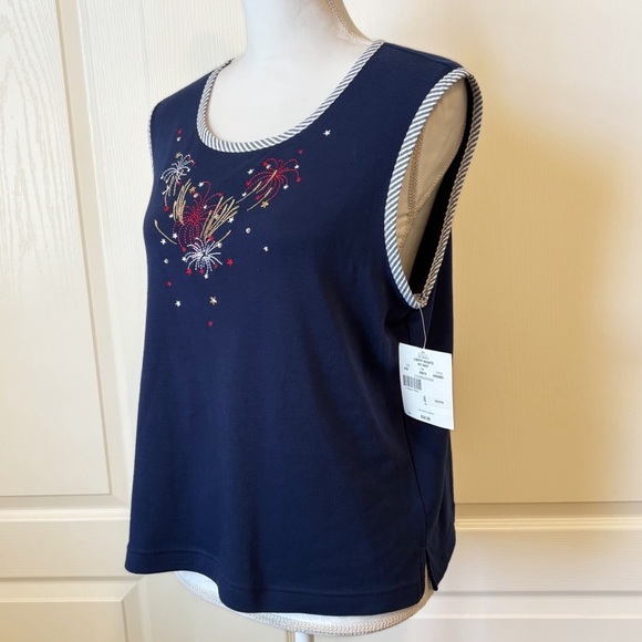 Koret Embroidered Flowers & Stars Two Piece Set Vintage Dead Stock NWT XL Petite - Picture 11 of 15